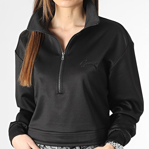 Sweat Col Zippé Crop Femme W3RQ12-KB7K2 Noir