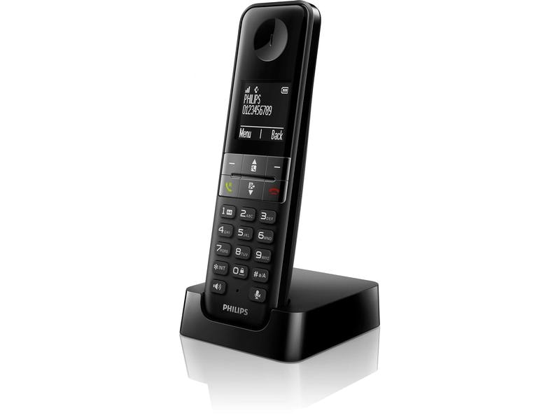 Philips Schnurlostelefon D4701B Schwarz Schnurloses Telefon – Smarte Eleganz