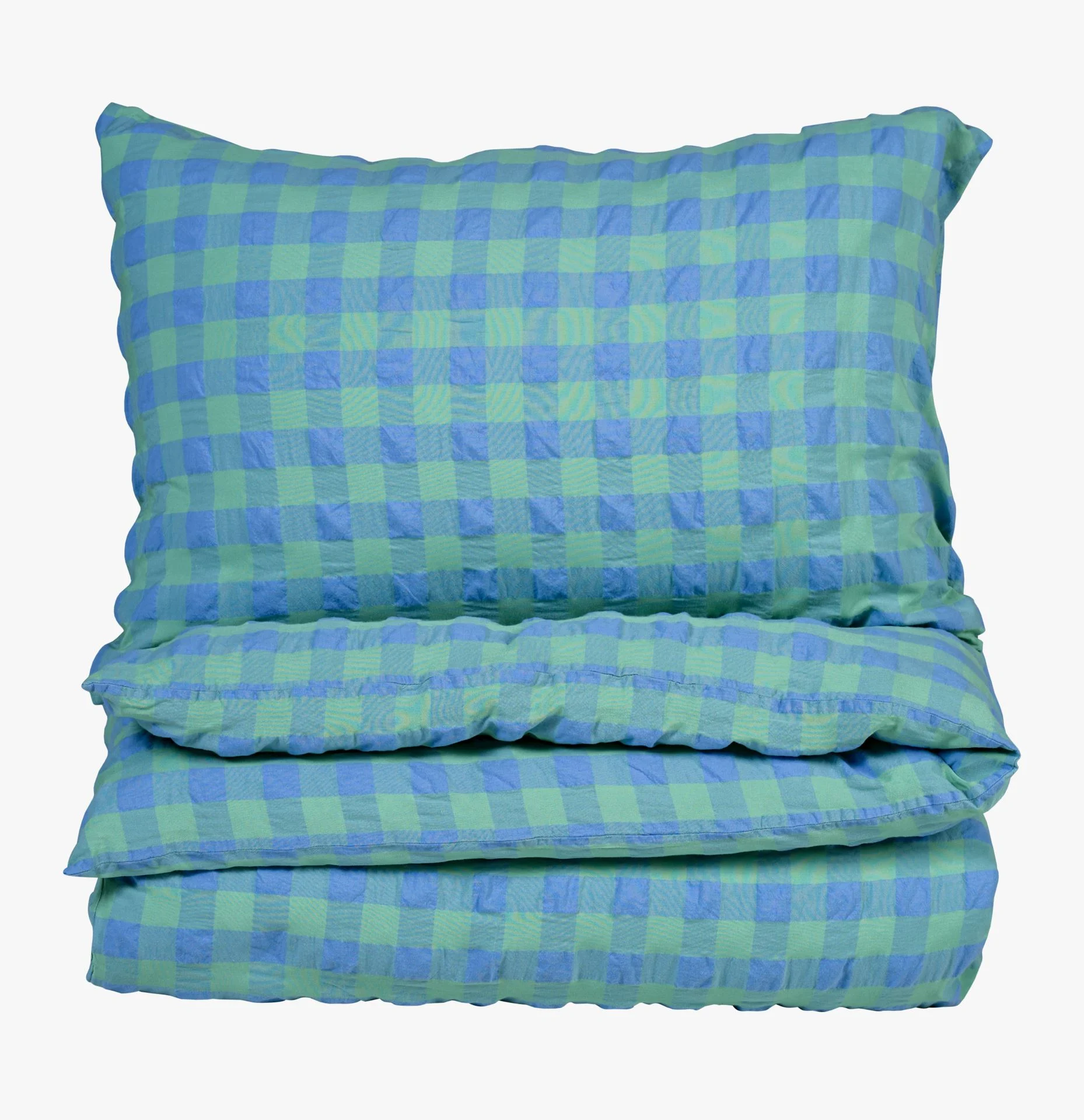 Garnfarget krepp sengesett grønn - 200x220 cm