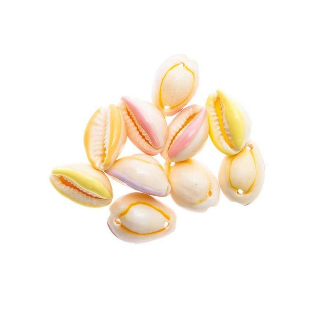 10 perles - coquillages pastel - 2 perforations