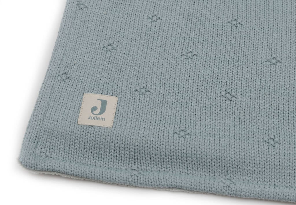 Deken Ledikant 100x150cm Cosy Knit - Sea Green/Velvet