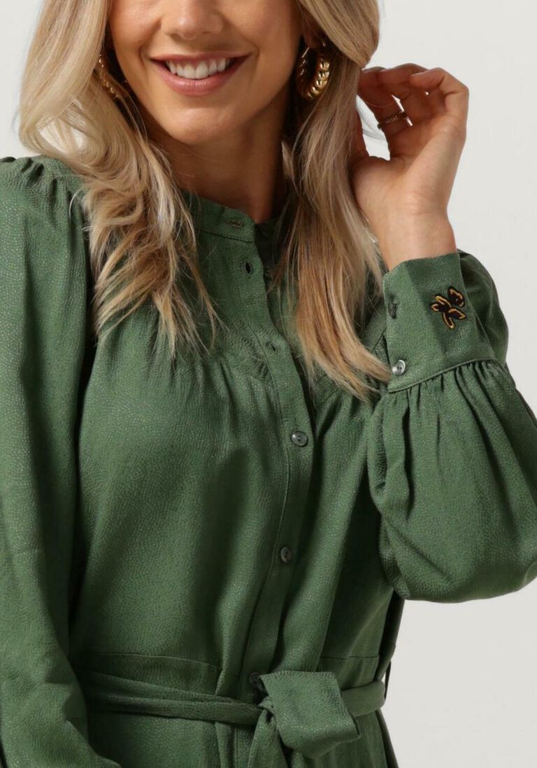 POM AMSTERDAM donkergroene pom amsterdam midi jurk mythical green