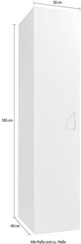 Kledingkast - Wit - Imitatiebeton Lichtgrijs - 30 cm Breed