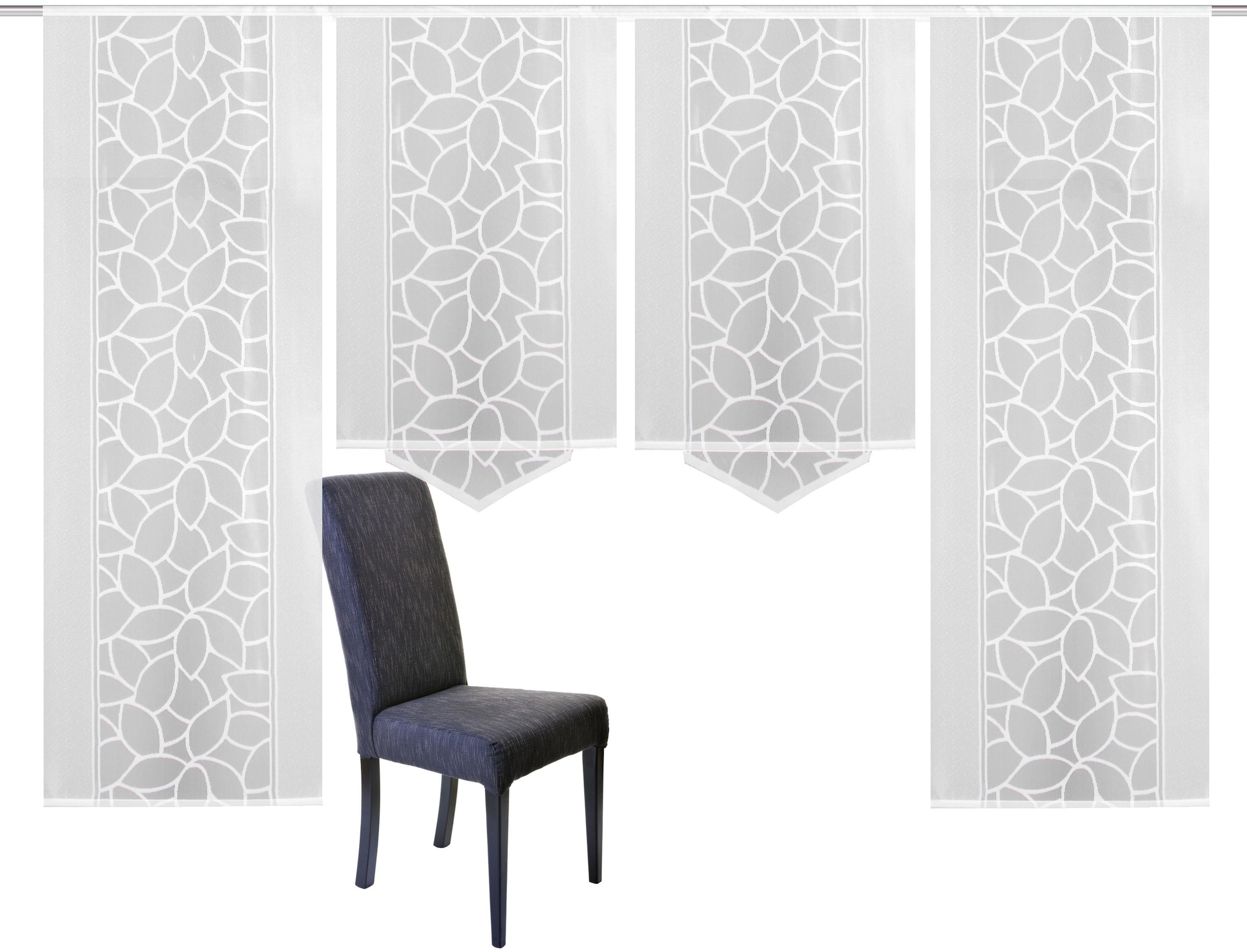 HOME WOHNIDEEN Schiebegardine »JENNA« Klettband 4 Stk. tlg. Schiebevorhang Jacquard Set