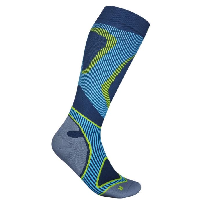 Bauerfeind Herre Strømper Run Performance Compression Socks High Cut Blå