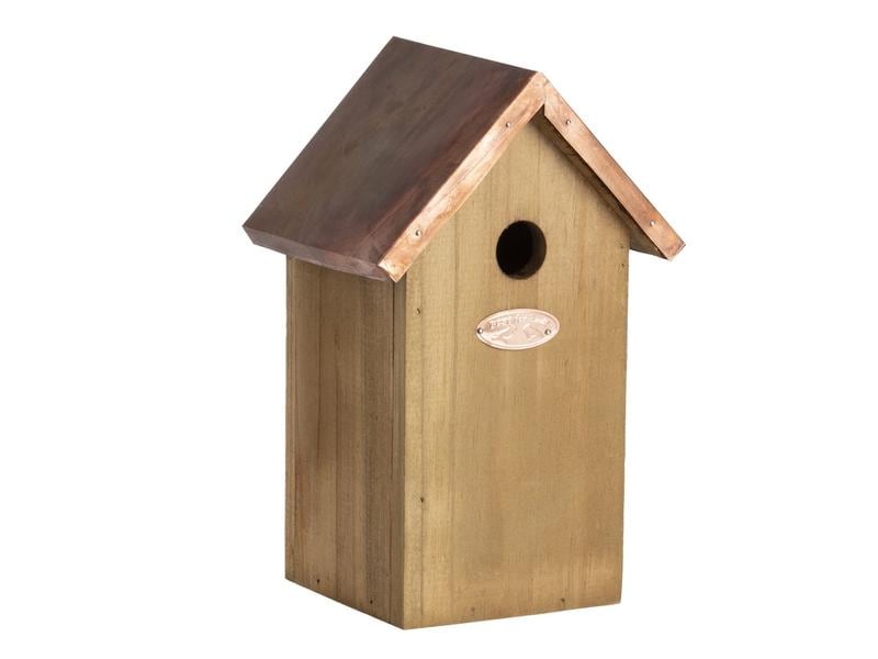 Esschert Design Nistkasten Blaumeise mit Kupferdach Traditioneller Nistkasten aus Holz