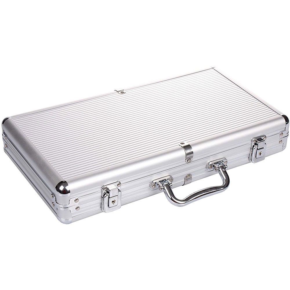 (38x20.5cm) Aluminium Poker Koffer Set Abschliessbar 300 Chips   2 Kartendecks   5 Würfel