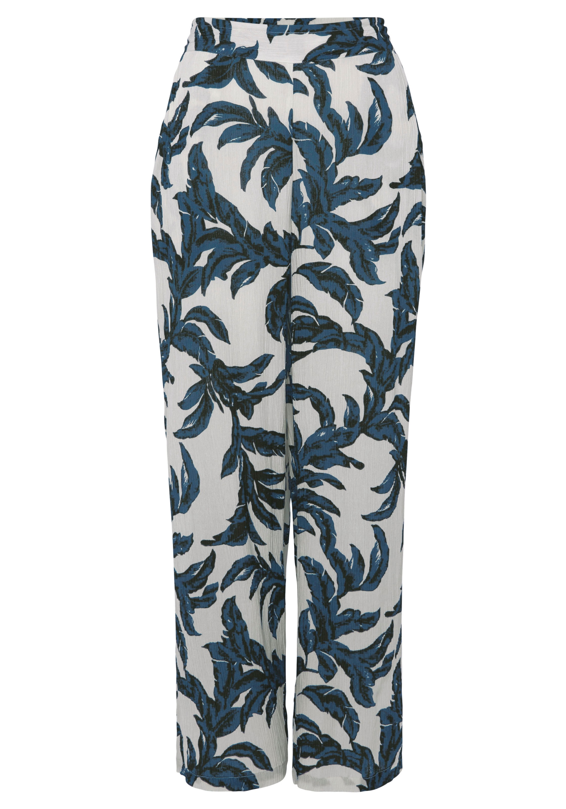 s.Oliver Palazzohose  aus gekreppter Viskose mit Allover-Druck und Taschen, Stoffhose