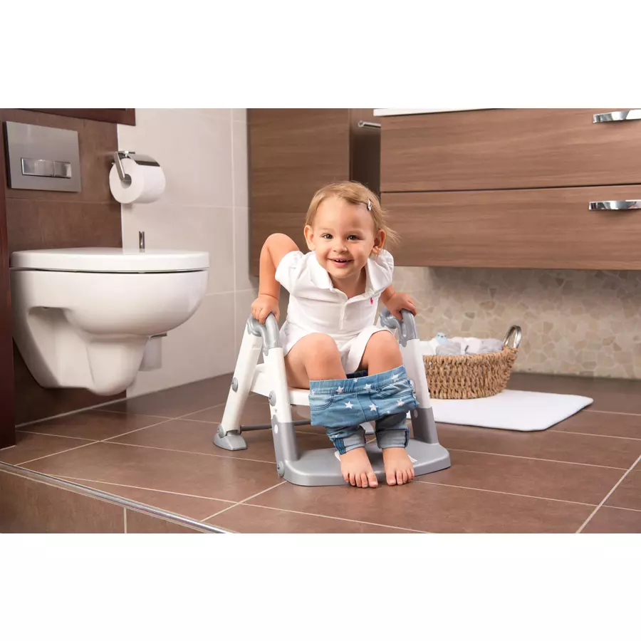 Rotho Babydesign Toilettentrainer Kidskit 3-in-1 silbergrau  weiß