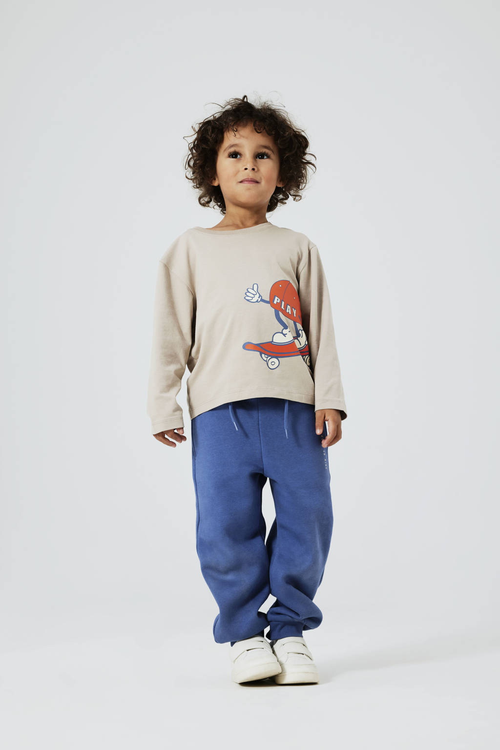NAME IT joggingbroek NMMOTTO met tekst blauw