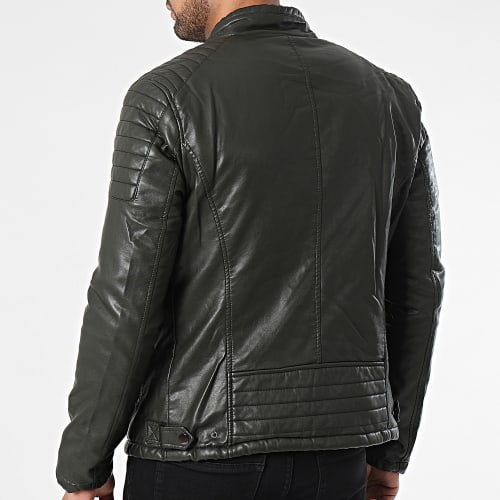 Veste Biker Vert Kaki Foncé