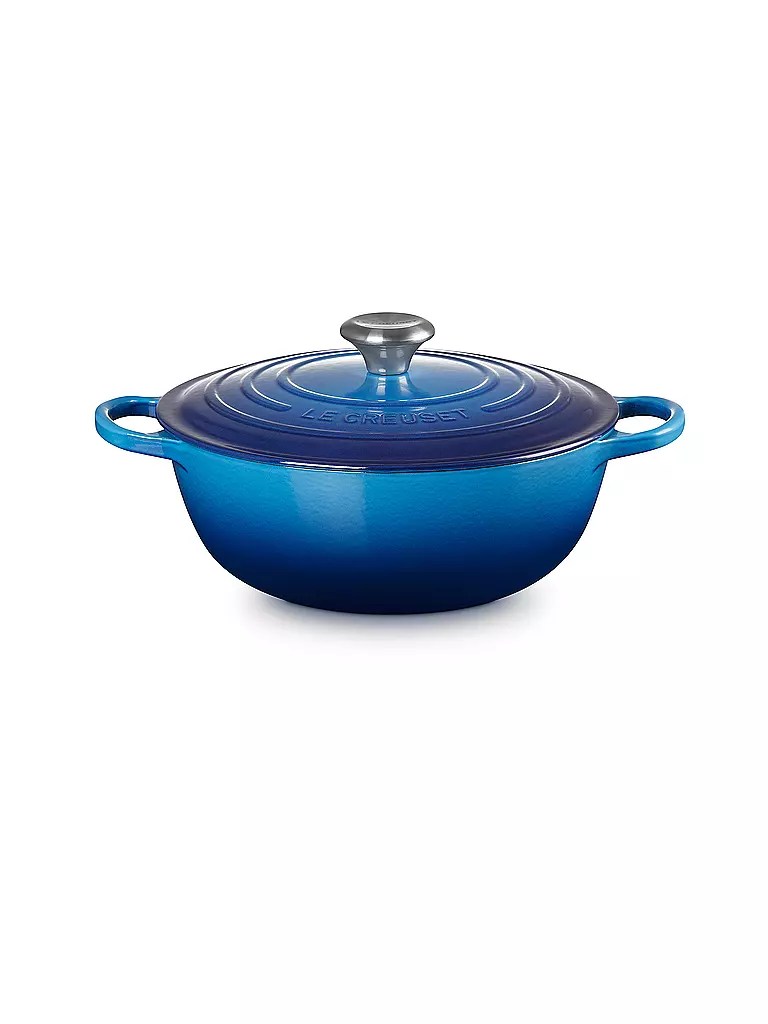 LE CREUSET Gusseisen-Bräter mit Deckel 26cm LA MARMITE SIGNATURE Azure blau
