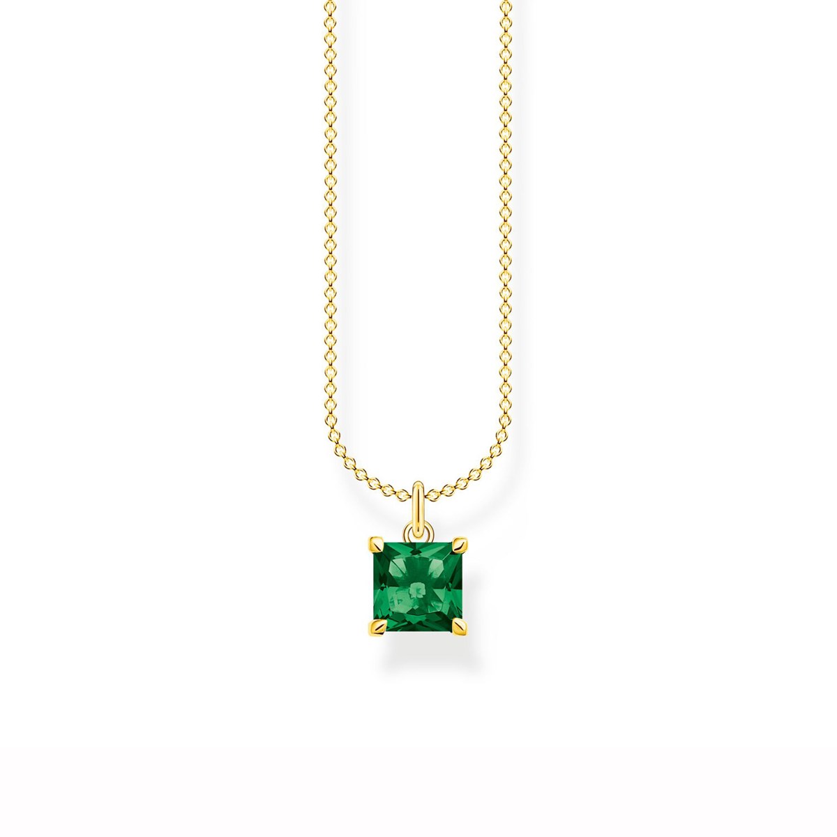 Collier Thomas Sabo avec pierre carrée verte