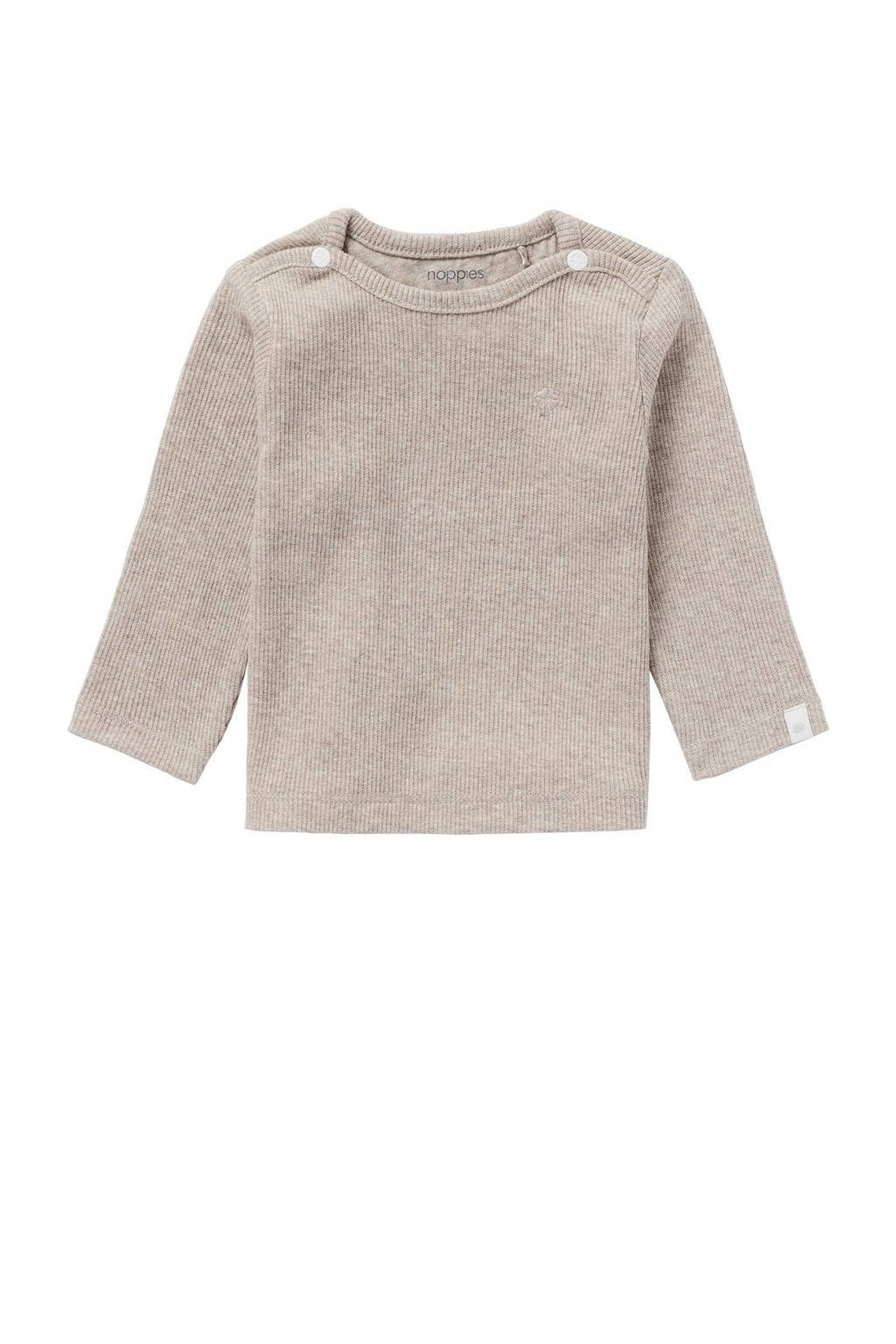 Noppies baby gemÃªleerde ribgebreide longsleeve Natal met katoen taupe melange