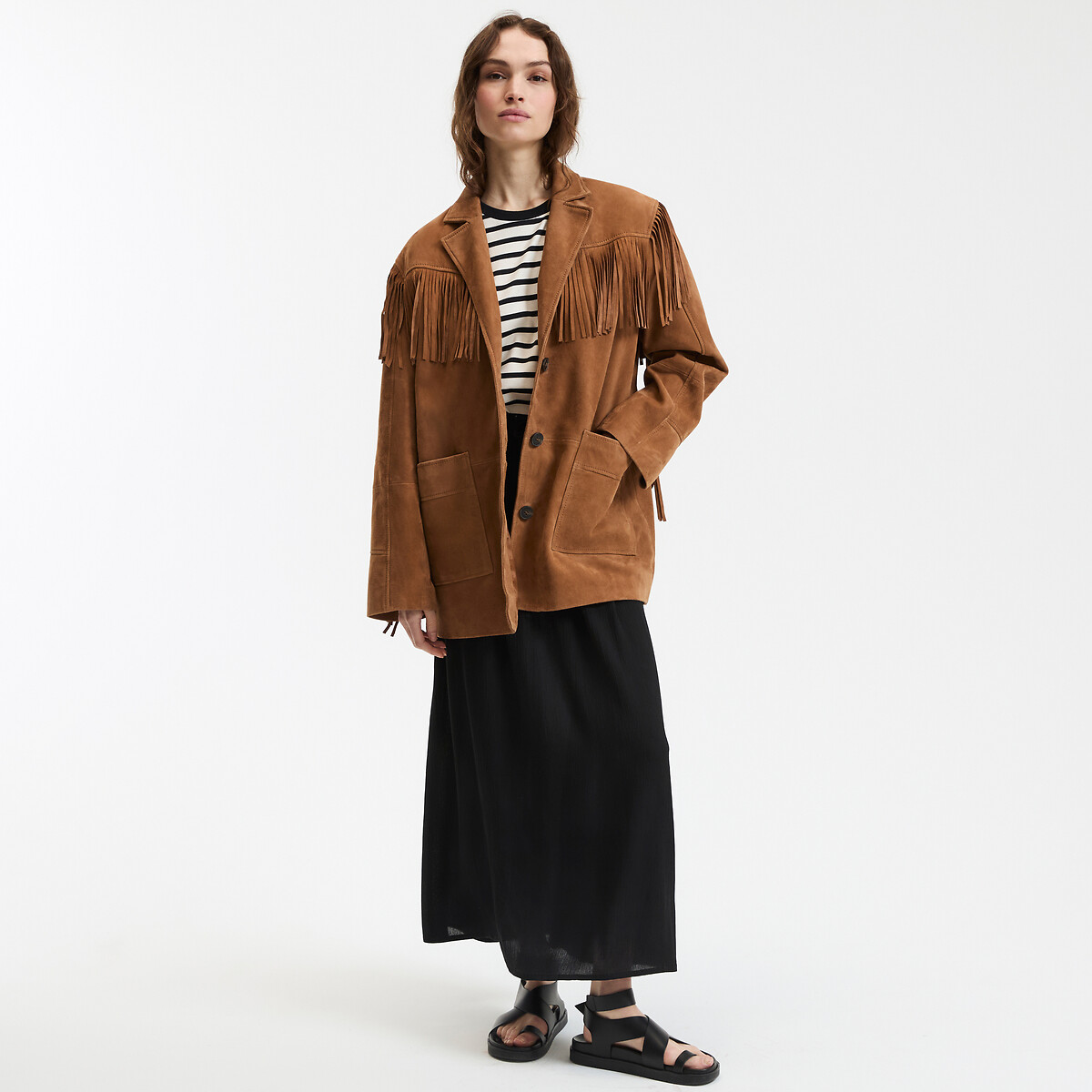 COLEÇÕES LA REDOUTE<br>Saia longa e fluida em crepe