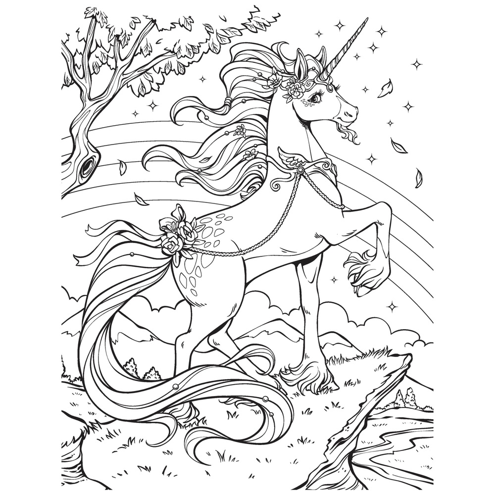 Kaleidoskop-Malbuch: Einhorn-Regenbögen