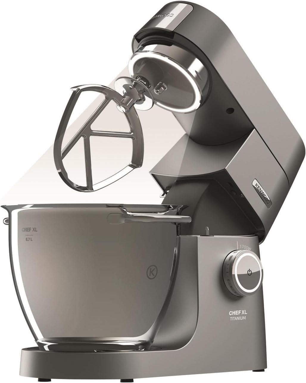 Kenwood Titanium Chef Baker KVL85.424SI Küchenmaschine mit integrierter Waage, inkl. 4-teiligem Patisserie-Set, 7 L und 5L Rührschüssel, stufenloser Geschwindigkeitsregler, 1200 W, Silber