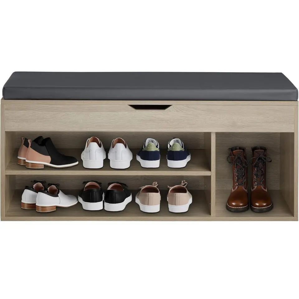 tectake Schoenenkast Natalya met zitkussen 104x30x49cm