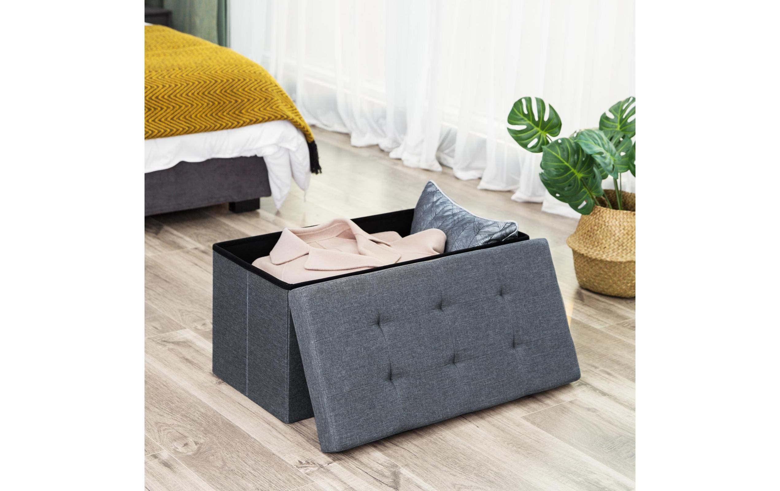 Sitztruhe Ottomane mit Stauraum 76 x 38 cm, GrauSitzbank