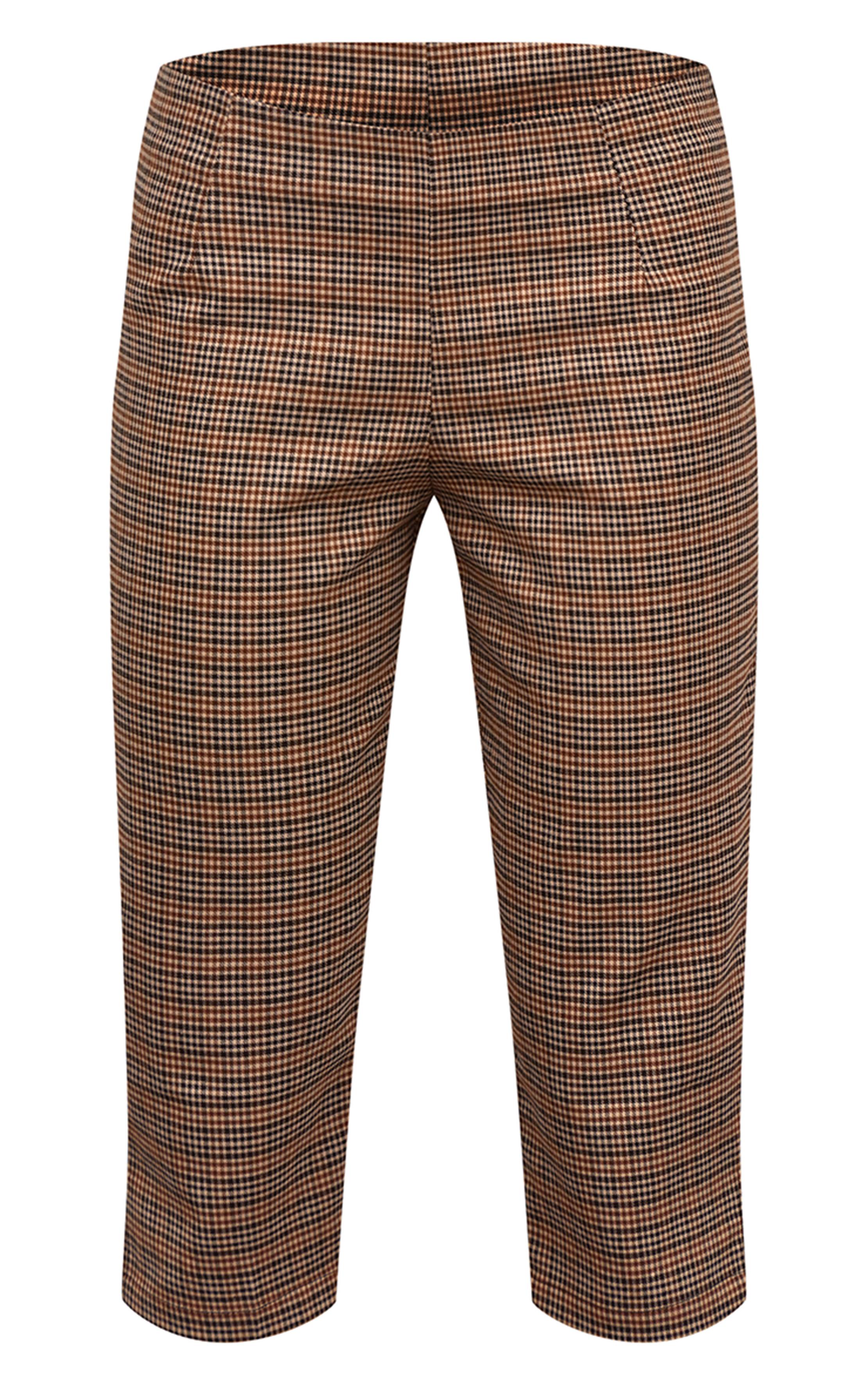 Marron Pantacourt Tailleur À Carreaux