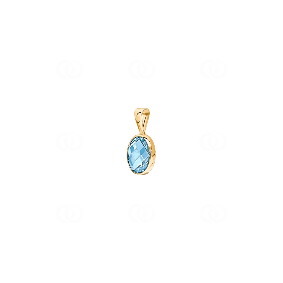 Anhänger 750/18 K Gelbgold mit Blautopas oval