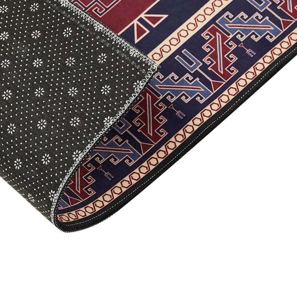 KANGAL - Loper tapijt - Blauw/Rood - 60 x 200 cm - Polyester