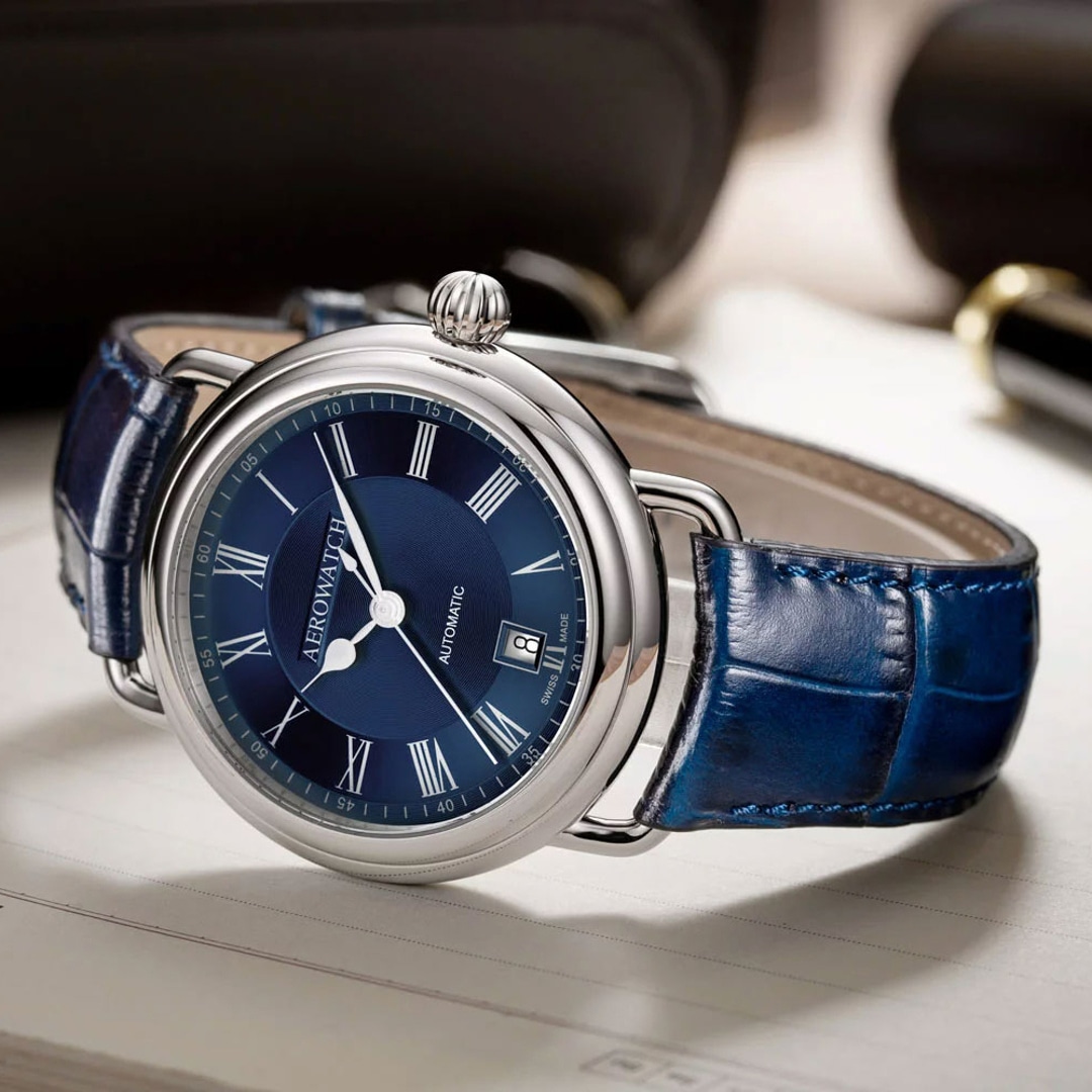 Aerowatch 1942 Automatic Leder blau
