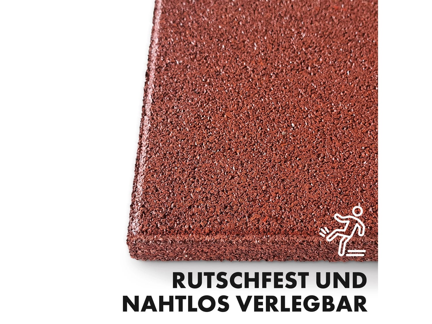 Valbeveiligingsmat, elastische mat, valbeveiligingstegel met drainage, 50 x 50 x 2,5 cm, rood