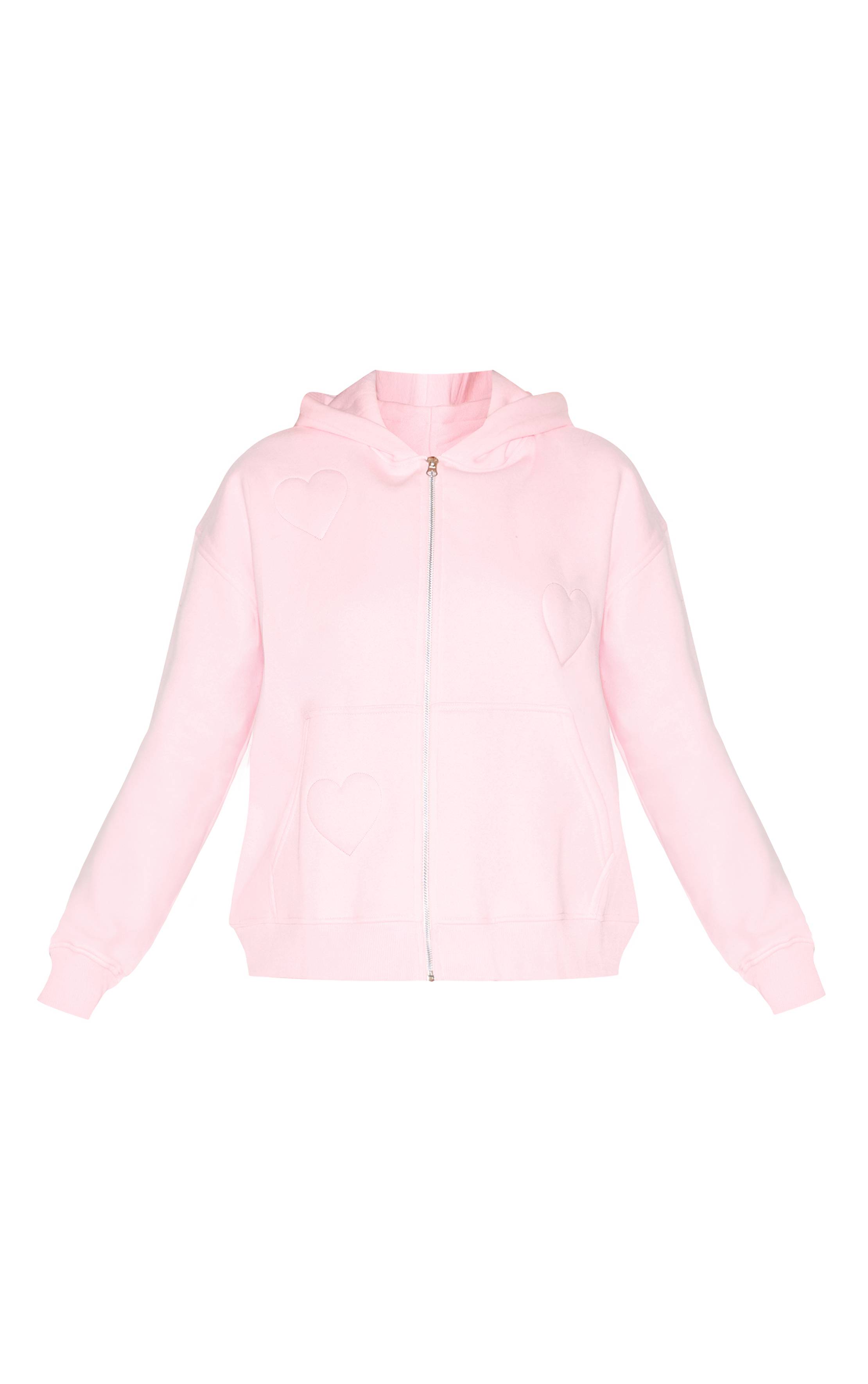 Rose Bébé Sweat À Casynthétiqueche Zippé Cœur Gaufré