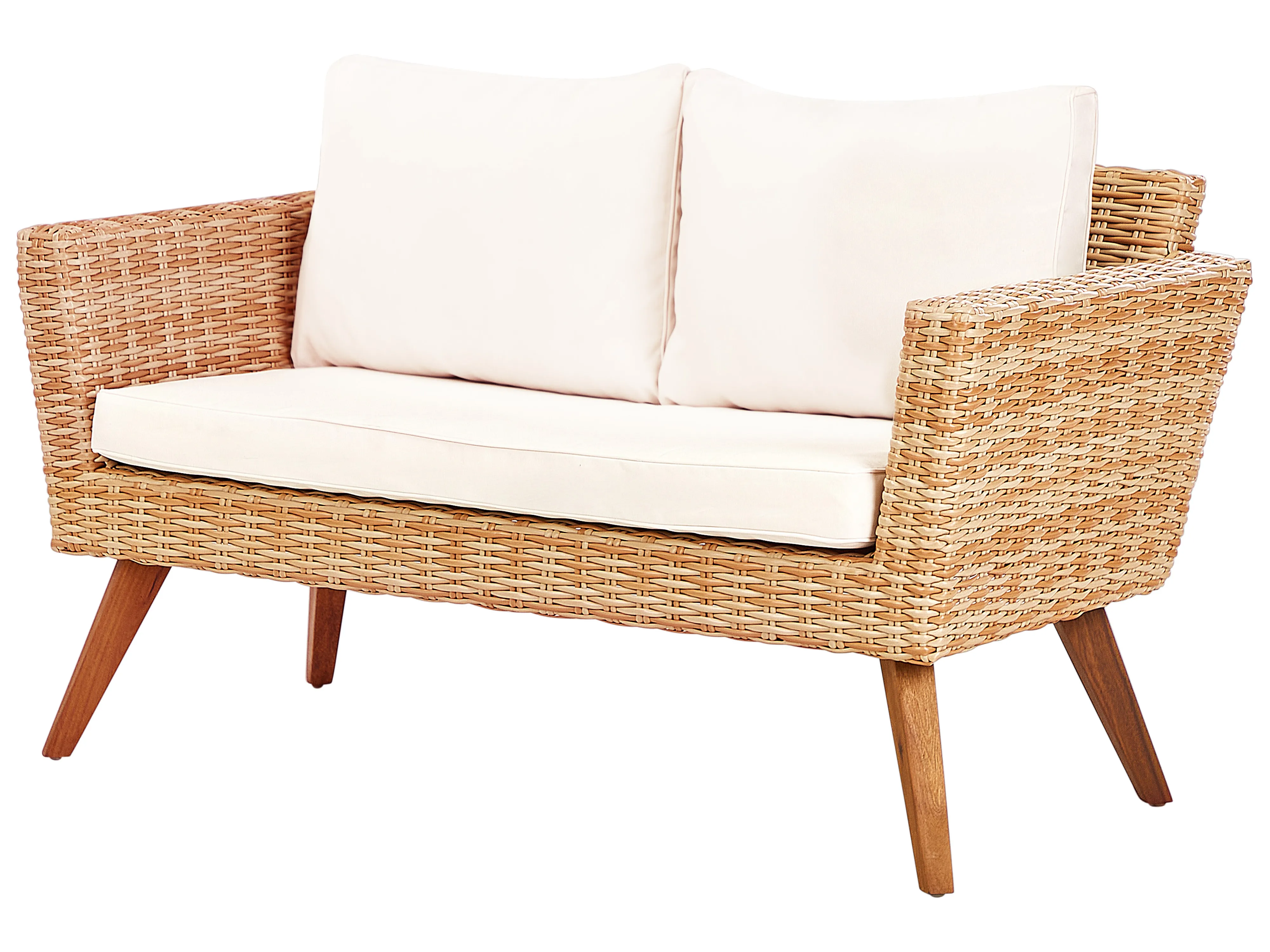 Loungeset met tafel 4-zits VITTORIA PE rotan Gebroken wit