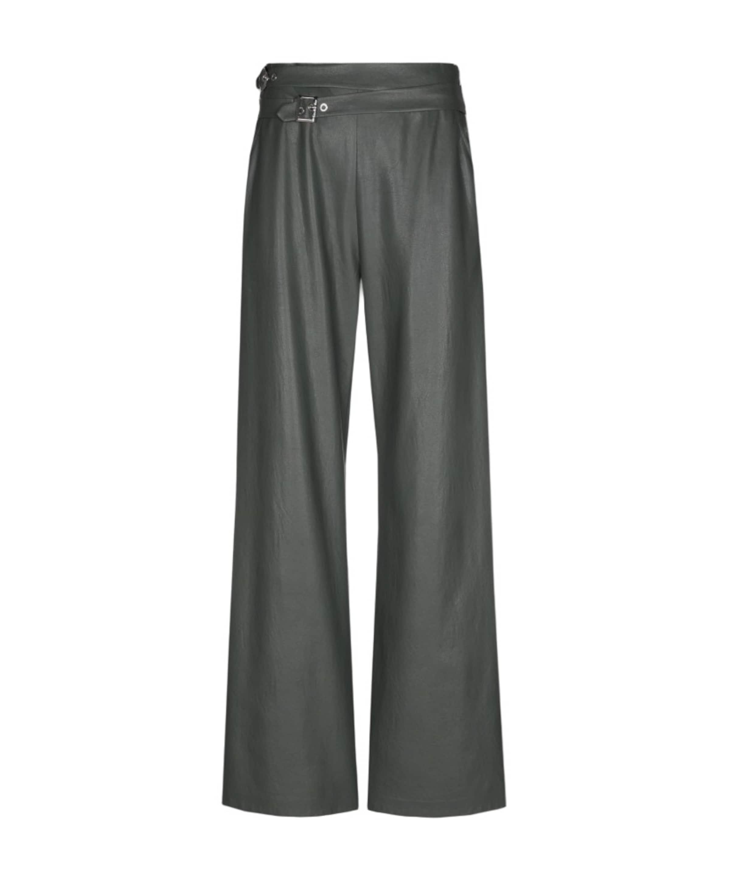 Caroline Biss vegan leather-effen-ceintuur dames broek groen