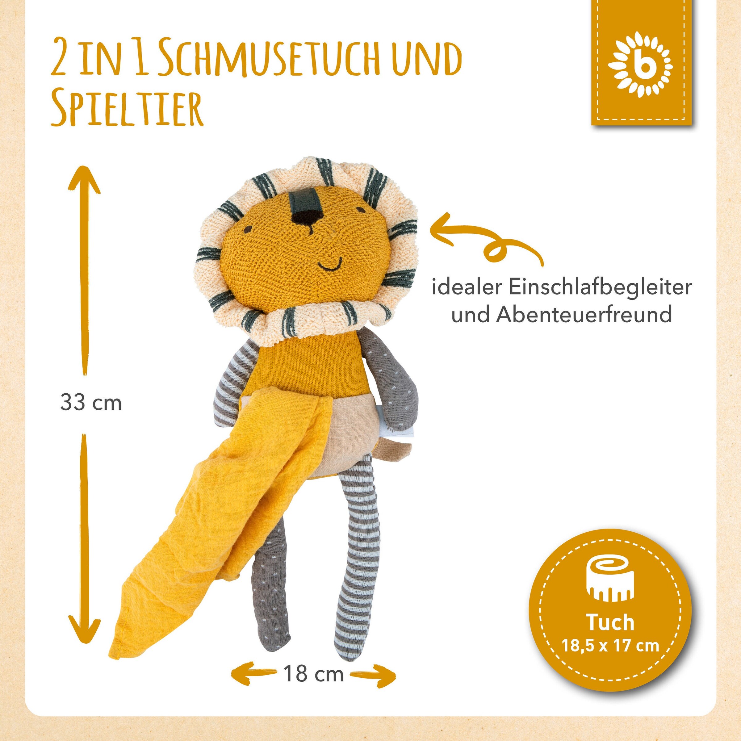 Bieco Kuscheltier Löwe mit Schmusetuch - ab Geburt Gelb