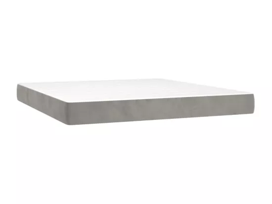 Sommier tapissier matelas et LED Gris clair 180x200 cm Velours