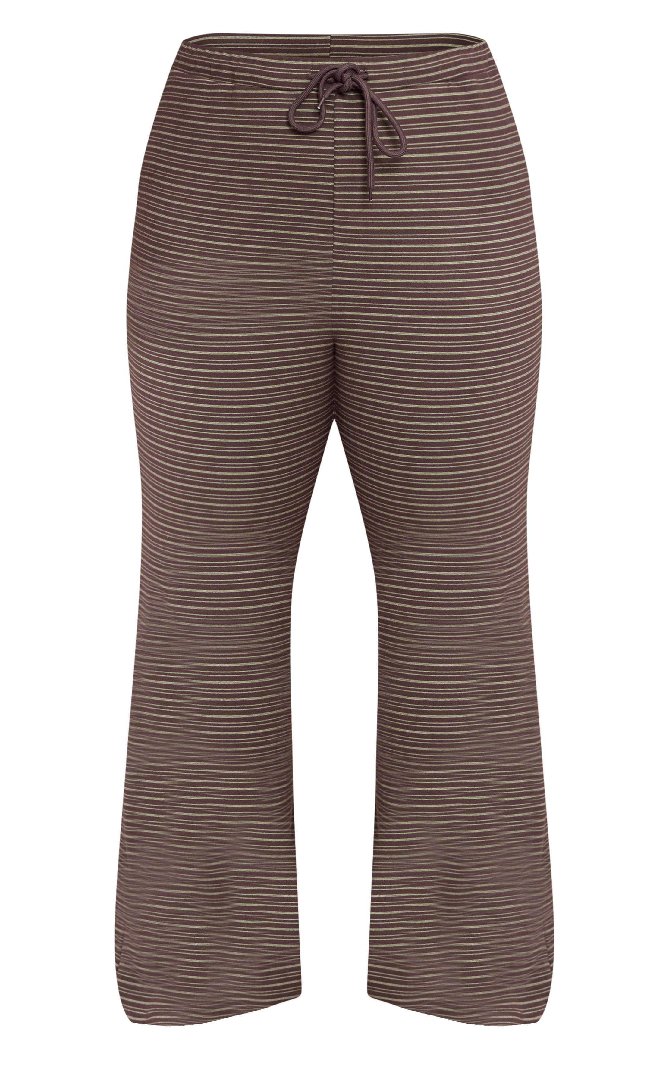 Vert Foncé Pantalon Évasé Skinny À Fines Rayures Grande Taille