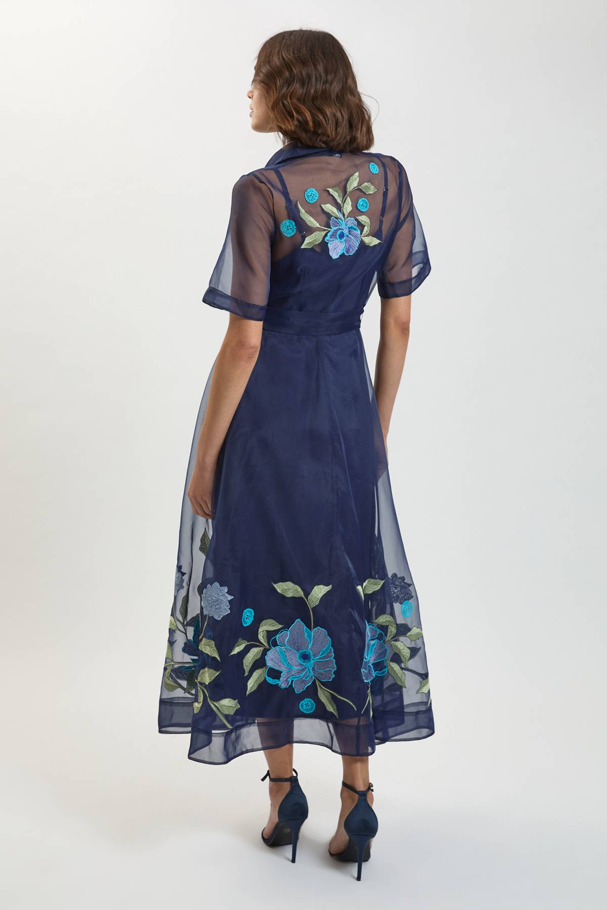 KarenMillen Robe Chemise Ceinturée En Organdi Avec Broderie Détaillée