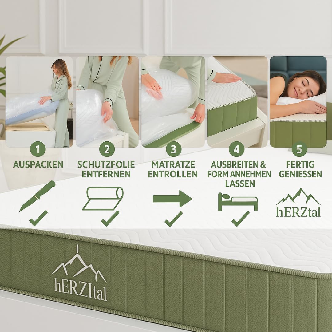 7-Zonen Taschenfederkernmatratze 90x190 cm – 18 cm hoch, All in One, punktelastisch & atmungsaktiv, Sommer-/Winterseite, Bezug abnehmbar & 60 °C waschbar, Zertifiziert