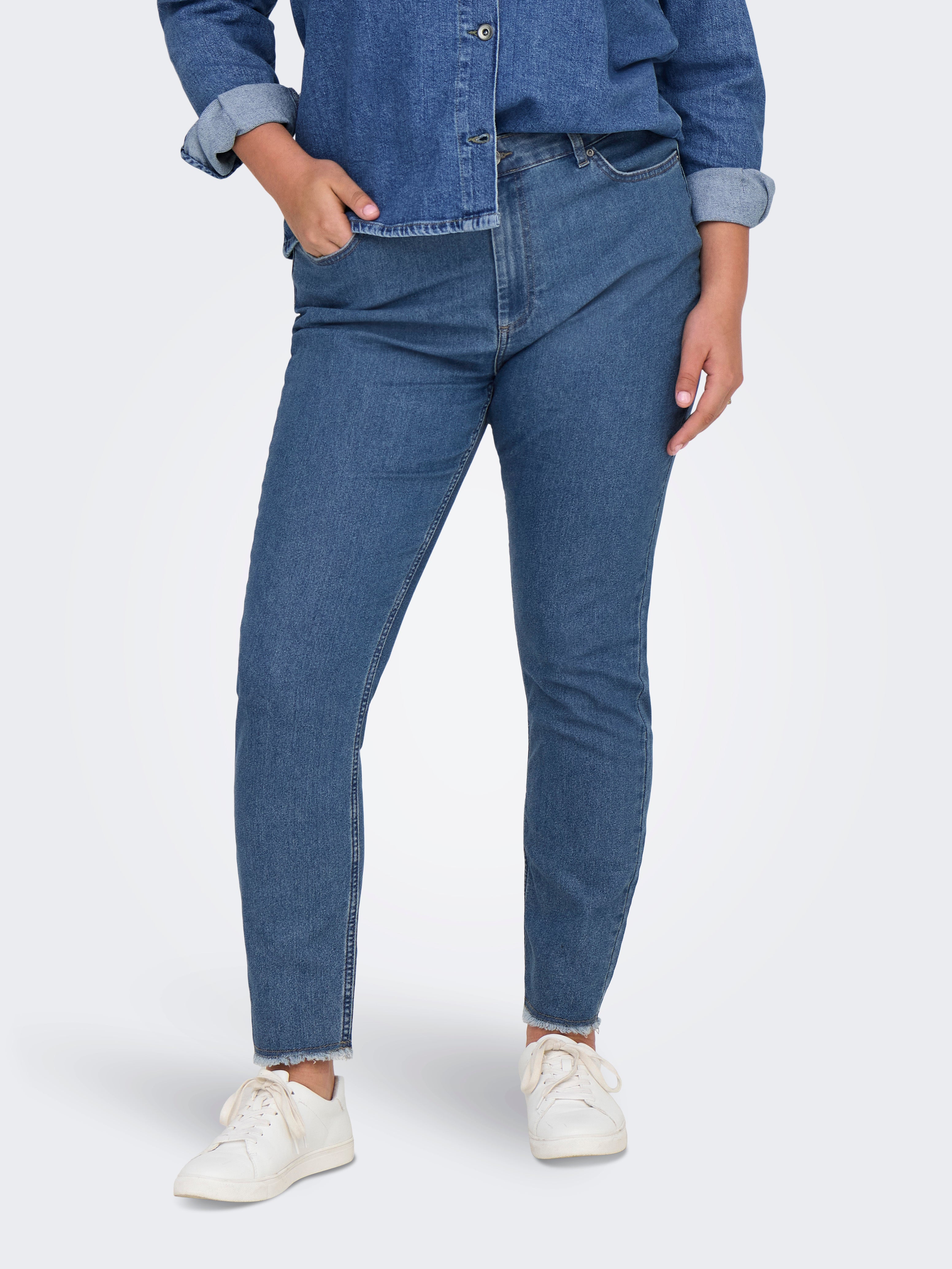CARHUSH Mittlere Taille Skinny Fit Jeans Light Medium Blue Denim