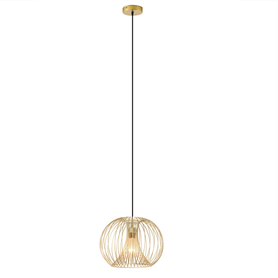 HOMCOM Pendelleuchte mit goldenem gebogenem Stahlrahmen gold