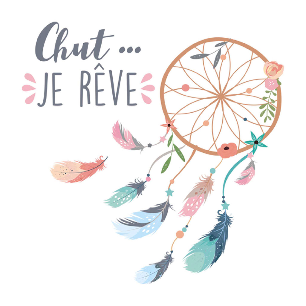 Sticker mural citation chut je rêve 70x20cm