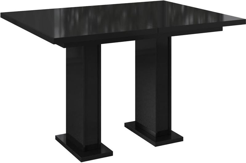 Meubella - Eetkamertafel Glamour - Hoogglans Zwart - Uitschuifbaar - 160 cm