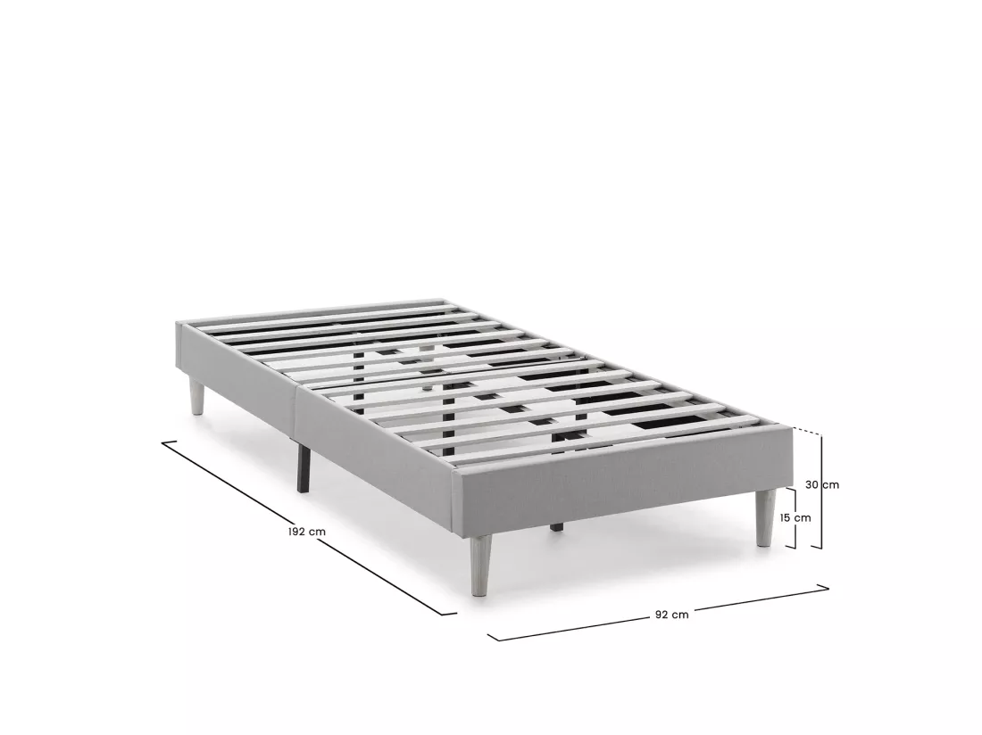 Sommier tapissier Aura 90x190 cm Gris Foncé, Hauteur 30 cm