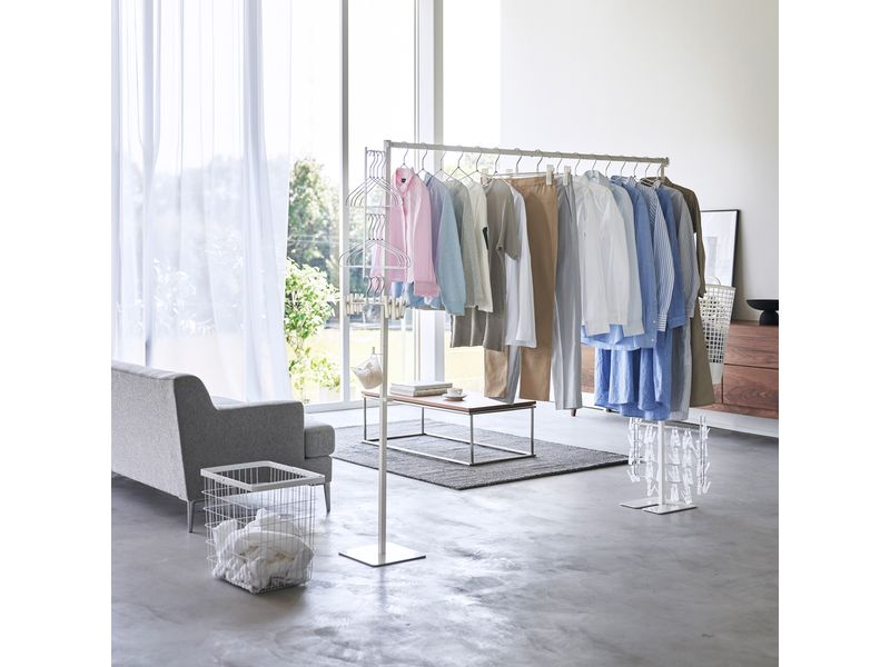 Yamazaki Garderobenständer Tower 160 x 175 cm, Weiss Zusammenklappbarer Wäsche- & Kleiderständer