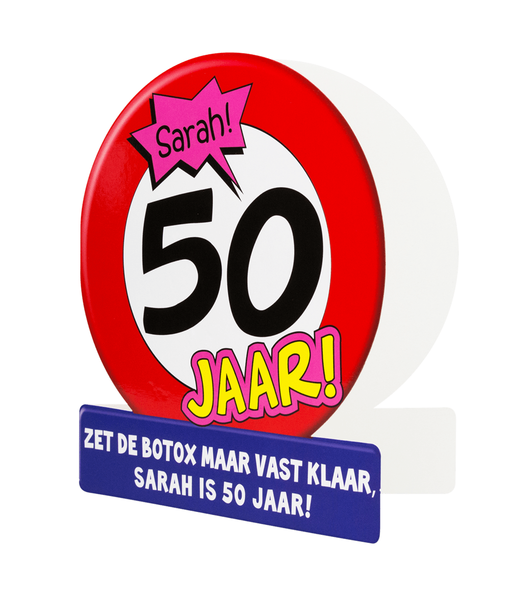 Verjaardagskaart Sarah Verkeersbord 16,5cm