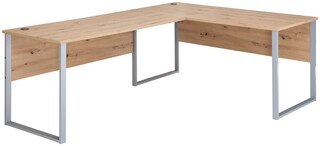 vito Winkelschreibtisch CLYDE 223 x 170 cm Mauvella-Oak-Dekor/silberfarbig matt