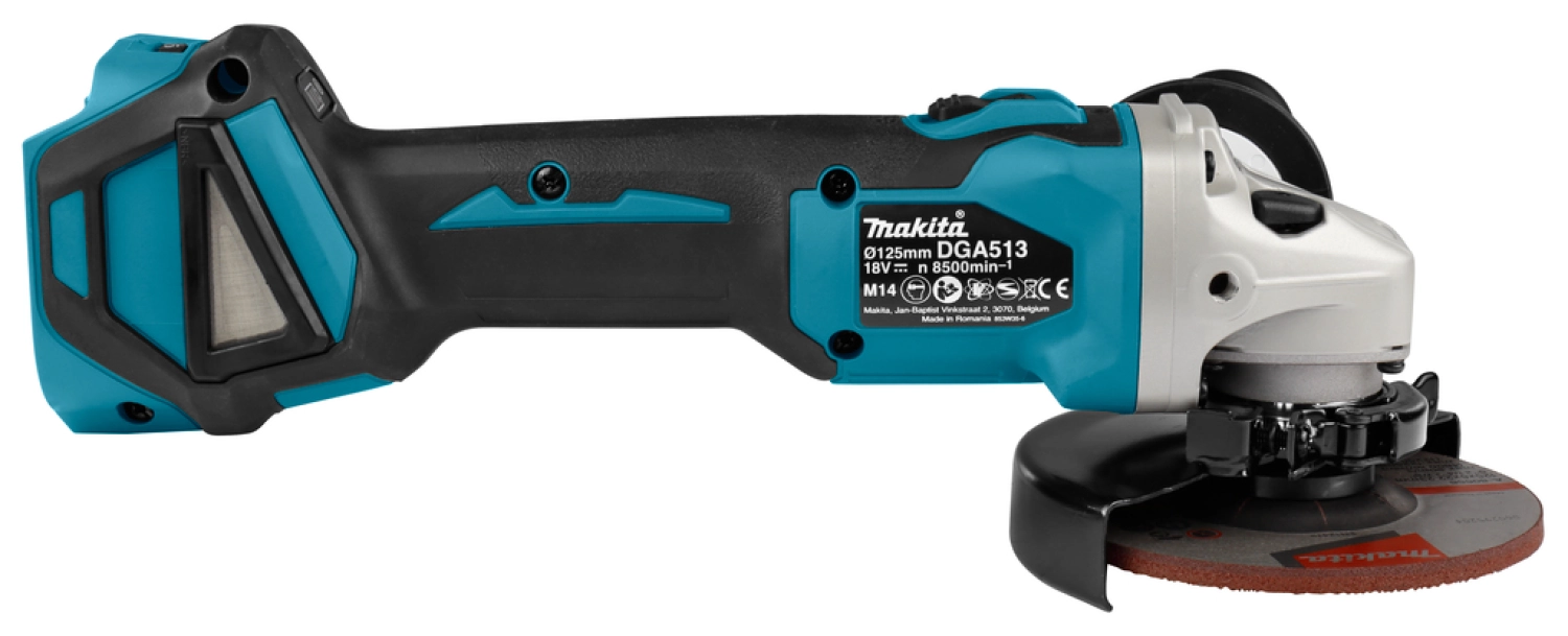 Makita DGA513ZJ 18V Li-Ion accu haakse slijper body in Mbox - 125mm - koolborstelloos