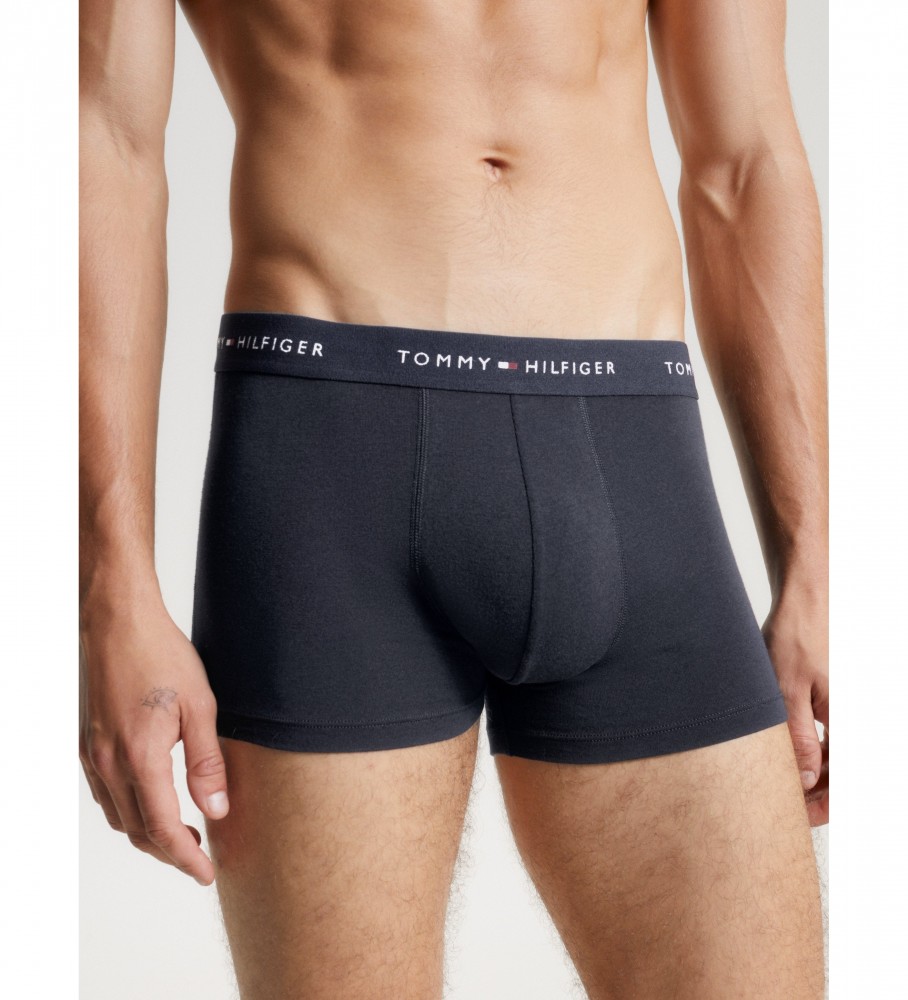 Conjunto de 3 cuecas boxer Tommy Hilfiger Essential com inscrição azul-marinho