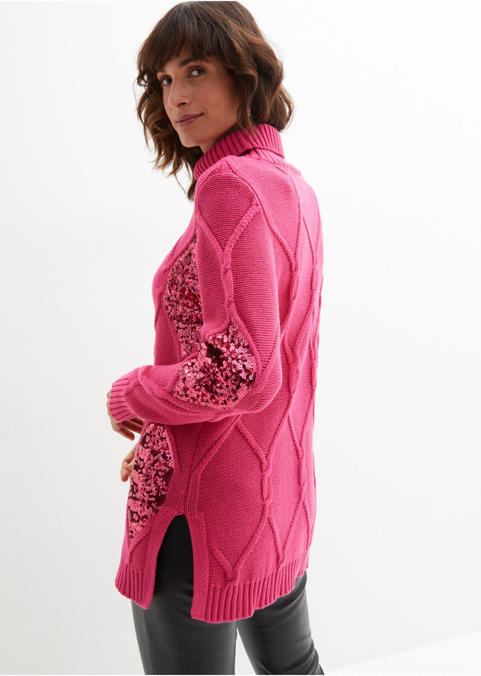 Pull en maille torsadée avec paillettes