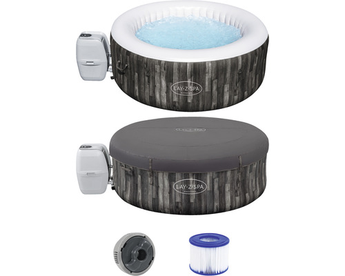 Bestway® LAY-Z-SPA® Bahamas AirJet™ opblaasbare hottub met 120 luchtjets, multifunctionele pomp, geïntegreerde verwarming en afsluitbare thermische afdekking, grijs