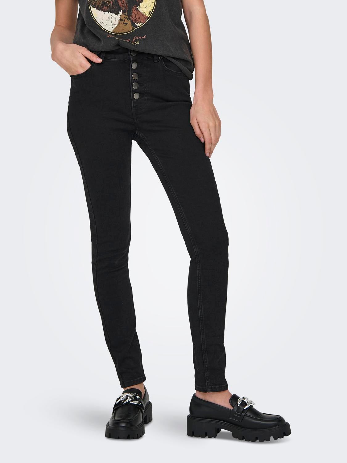 ONLBOBBY Mittlere Taille Skinny Fit Jeans Black