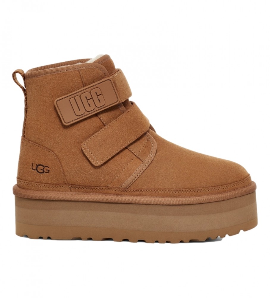 Botas UGG W Neumel Platform em couro marrom - altura da plataforma: 3 cm
